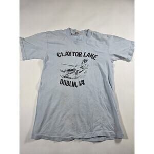 Vintage 80s Claytor Lake Dublin Virginia Blue T Shirt Fun Tees Medium